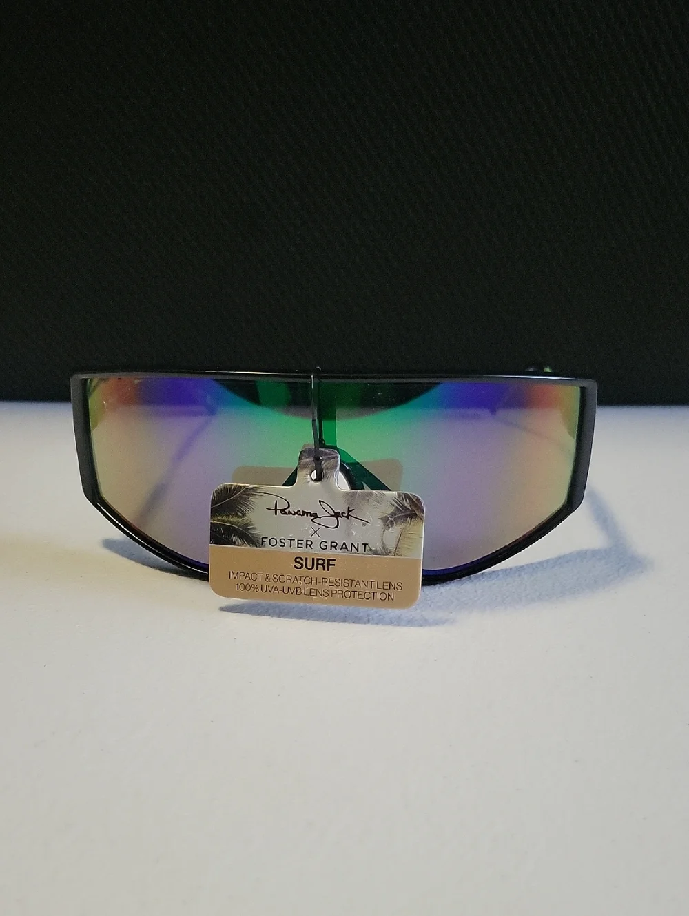 Foster Grant Surf Mirrored Shield Sunglasses - Green/Purple Lens